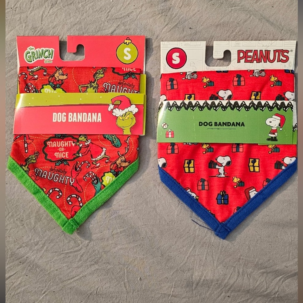 Fetch For Pets Peanuts and The Grinch Dog Bandanas (S)